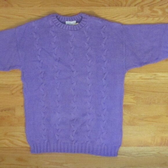 CHEROKEE WOMEN'S SIZE L SWEATER LAVENDER TUNIC CREW NECK CABLE KNIT NWT - Picture 1 of 11